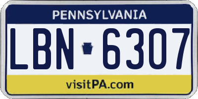 PA license plate LBN6307