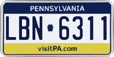 PA license plate LBN6311