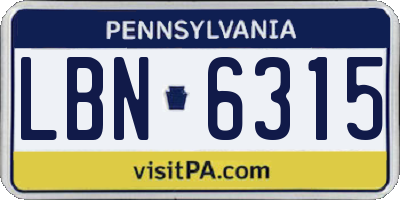 PA license plate LBN6315