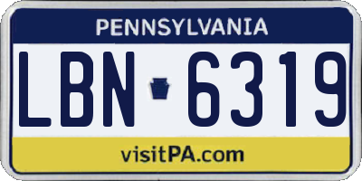 PA license plate LBN6319