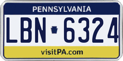 PA license plate LBN6324