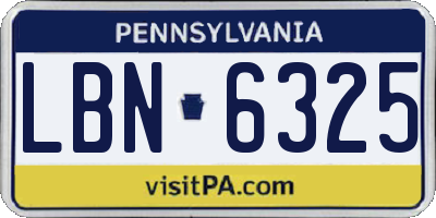 PA license plate LBN6325