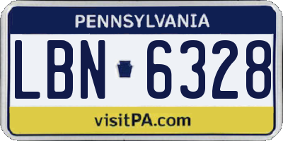 PA license plate LBN6328
