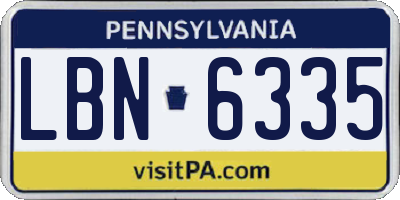 PA license plate LBN6335