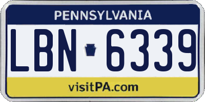 PA license plate LBN6339