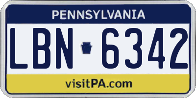 PA license plate LBN6342