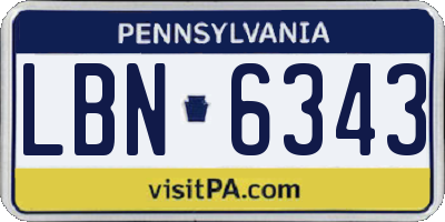PA license plate LBN6343