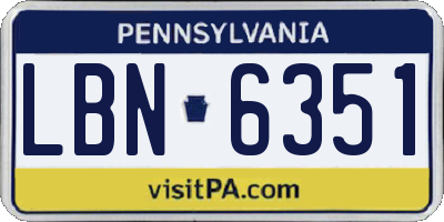 PA license plate LBN6351