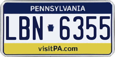 PA license plate LBN6355