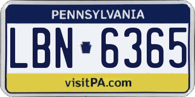 PA license plate LBN6365