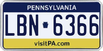 PA license plate LBN6366