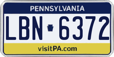 PA license plate LBN6372