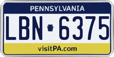 PA license plate LBN6375