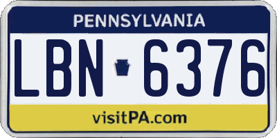 PA license plate LBN6376