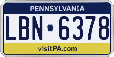 PA license plate LBN6378