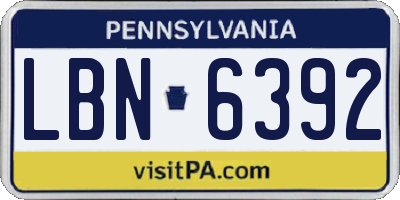 PA license plate LBN6392