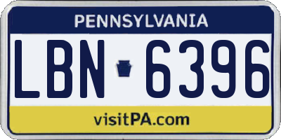 PA license plate LBN6396