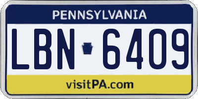 PA license plate LBN6409
