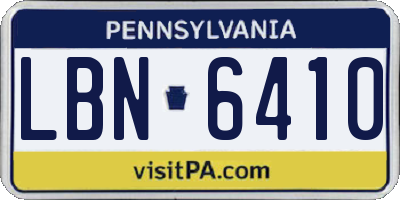 PA license plate LBN6410