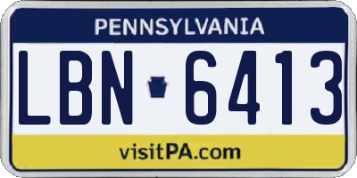 PA license plate LBN6413