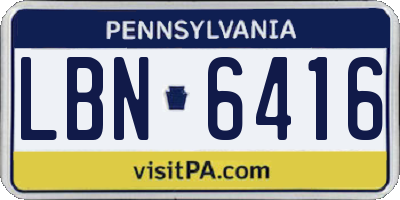 PA license plate LBN6416