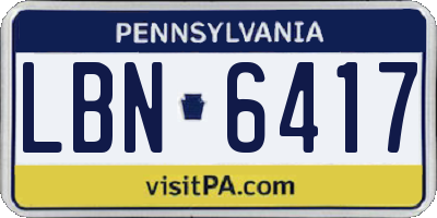 PA license plate LBN6417