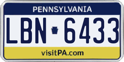 PA license plate LBN6433