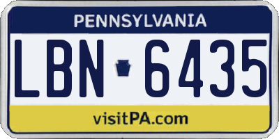 PA license plate LBN6435