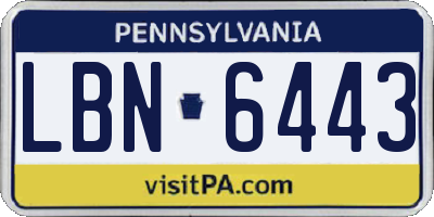 PA license plate LBN6443