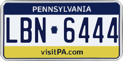 PA license plate LBN6444
