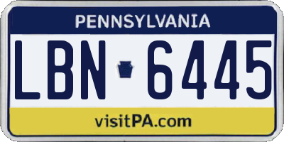 PA license plate LBN6445