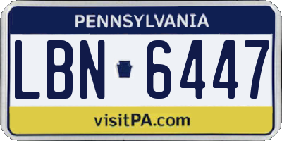 PA license plate LBN6447
