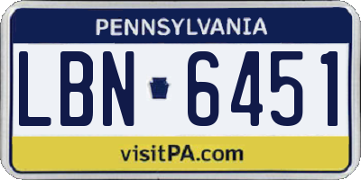 PA license plate LBN6451