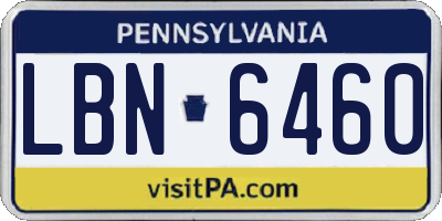 PA license plate LBN6460