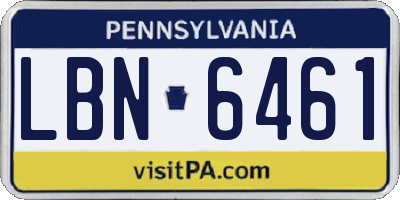 PA license plate LBN6461