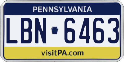 PA license plate LBN6463
