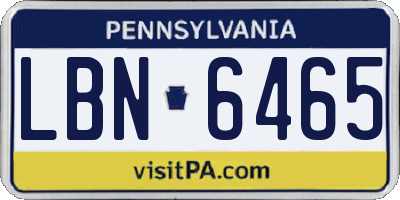 PA license plate LBN6465