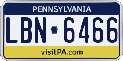 PA license plate LBN6466
