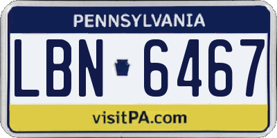 PA license plate LBN6467