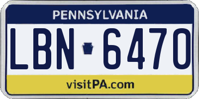 PA license plate LBN6470