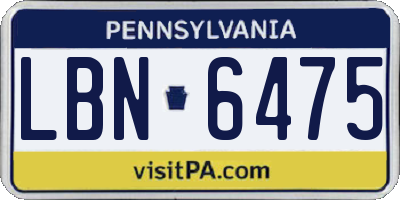 PA license plate LBN6475