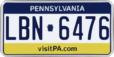 PA license plate LBN6476