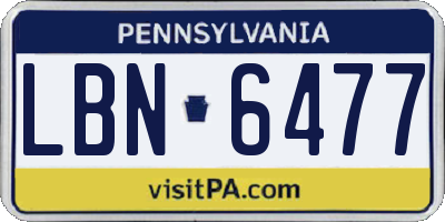 PA license plate LBN6477