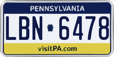 PA license plate LBN6478
