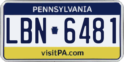 PA license plate LBN6481