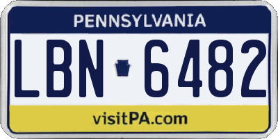 PA license plate LBN6482