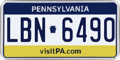 PA license plate LBN6490