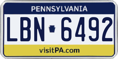 PA license plate LBN6492