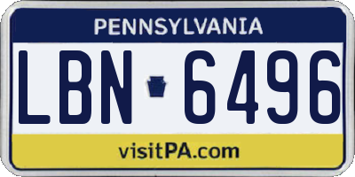 PA license plate LBN6496