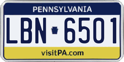PA license plate LBN6501